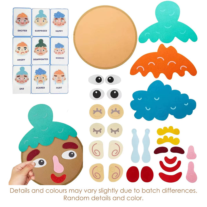 Kids Montessori Facial Expression Game Emotional Change Toys with 9Pcs Cards Preschool Learning Educational Toys